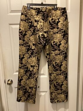 Soft Surroundings Black and Gold Floral Dress Pants